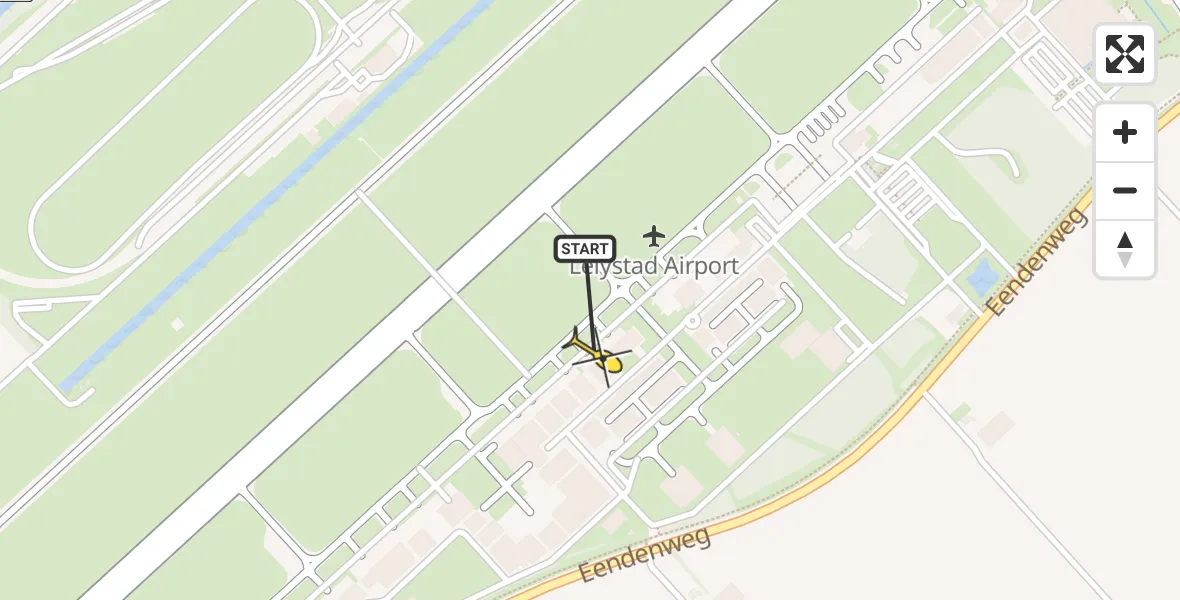 Routekaart van de vlucht: Traumaheli naar Lelystad Airport, Emoeweg