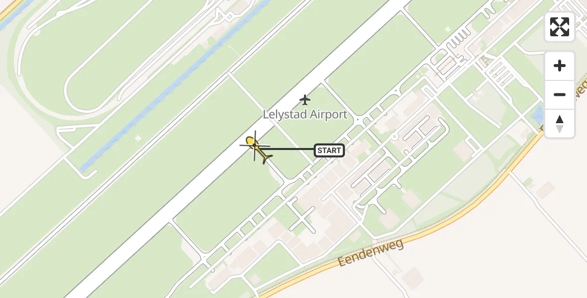 Routekaart van de vlucht: Traumaheli naar Lelystad Airport, Flamingoweg