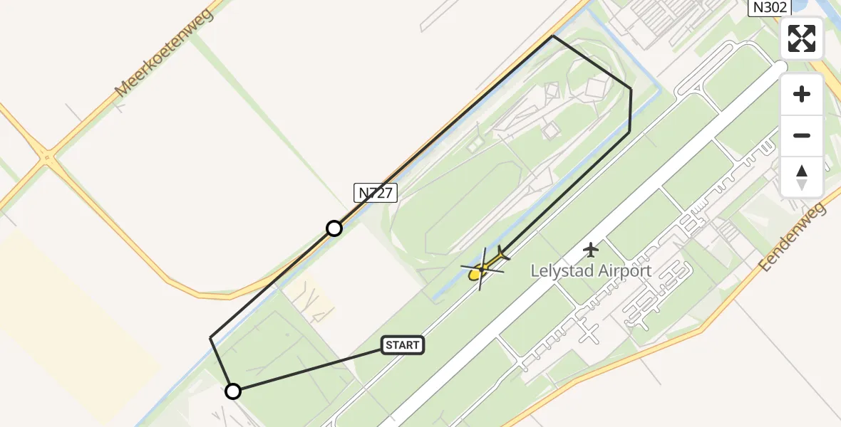 Routekaart van de vlucht: Traumaheli naar Lelystad Airport, Anthony Fokkerweg