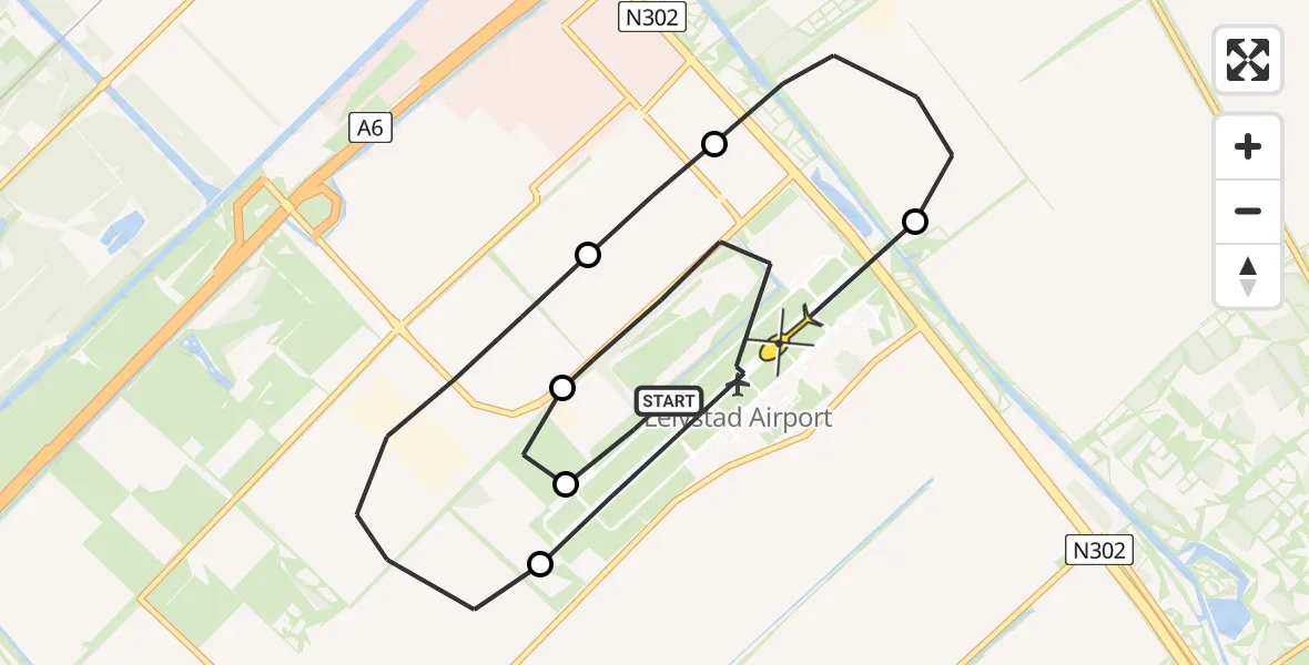 Routekaart van de vlucht: Traumaheli naar Lelystad Airport, Talingweg