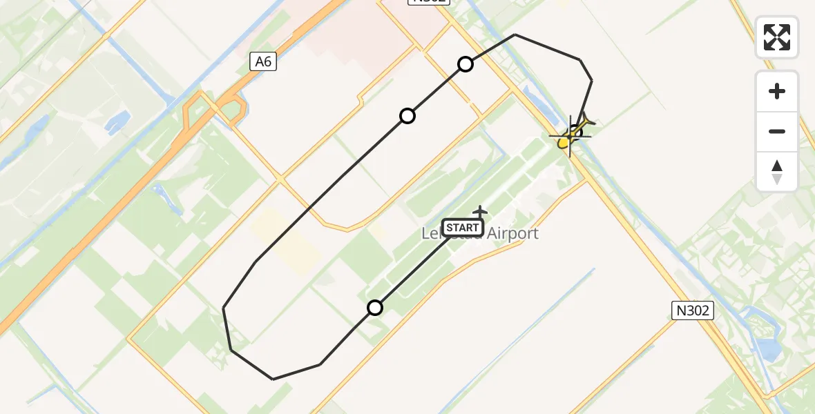 Routekaart van de vlucht: Traumahelikopter naar Lelystad Airport, Eendenweg
