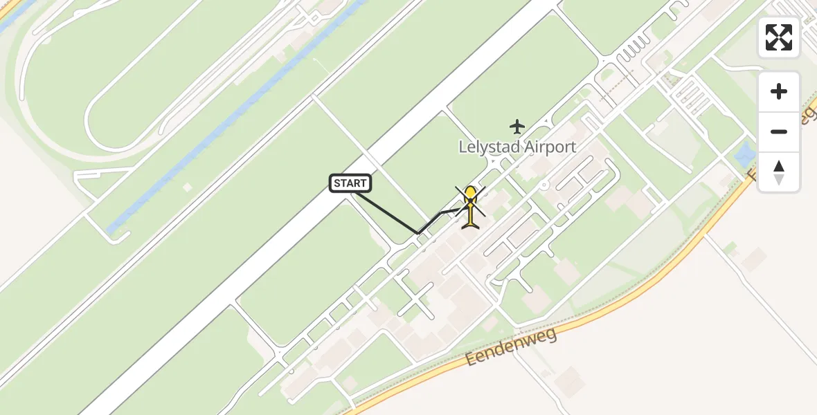 Routekaart van de vlucht: Traumaheli naar Lelystad Airport, Emoeweg
