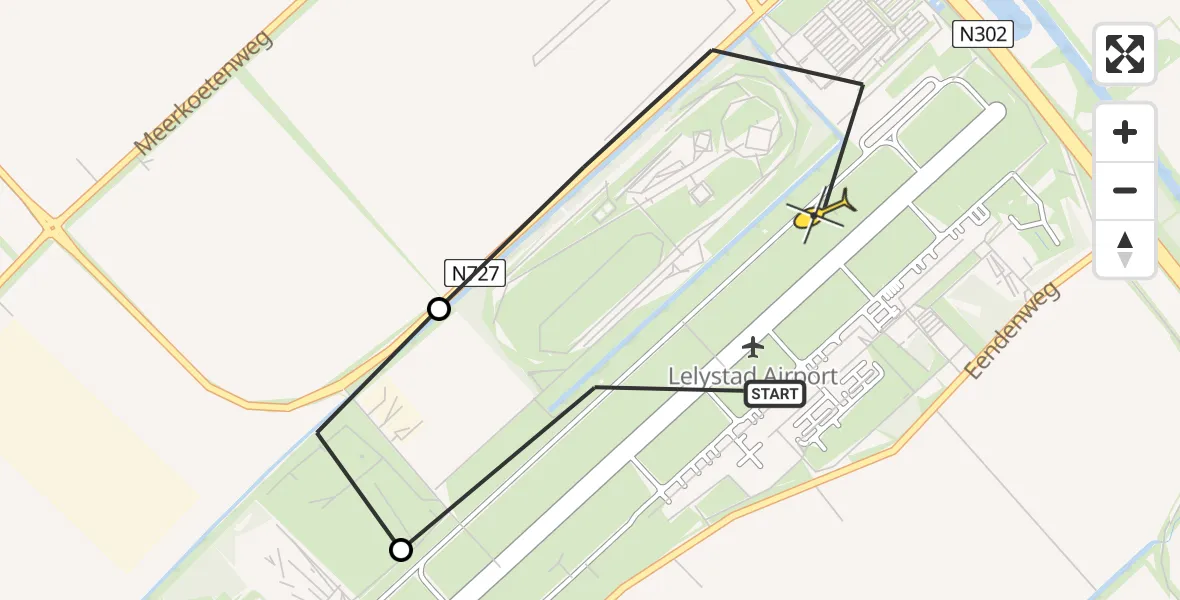 Routekaart van de vlucht: Traumaheli naar Lelystad Airport, Talingweg