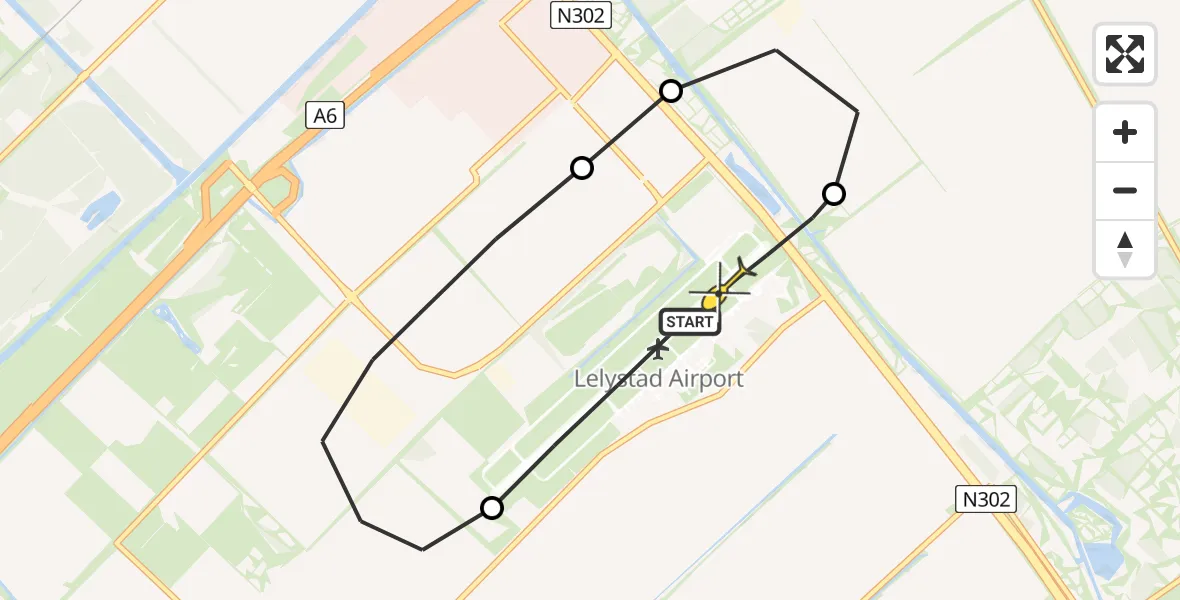 Routekaart van de vlucht: Traumahelikopter naar Lelystad Airport, Talingweg