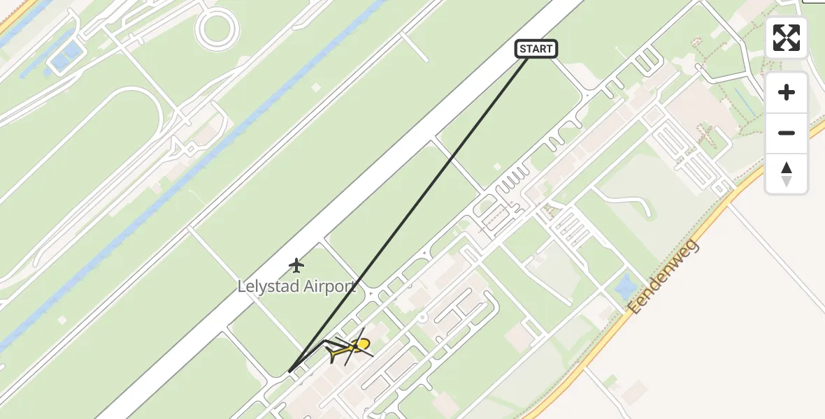 Routekaart van de vlucht: Traumahelikopter naar Lelystad Airport, Emoeweg