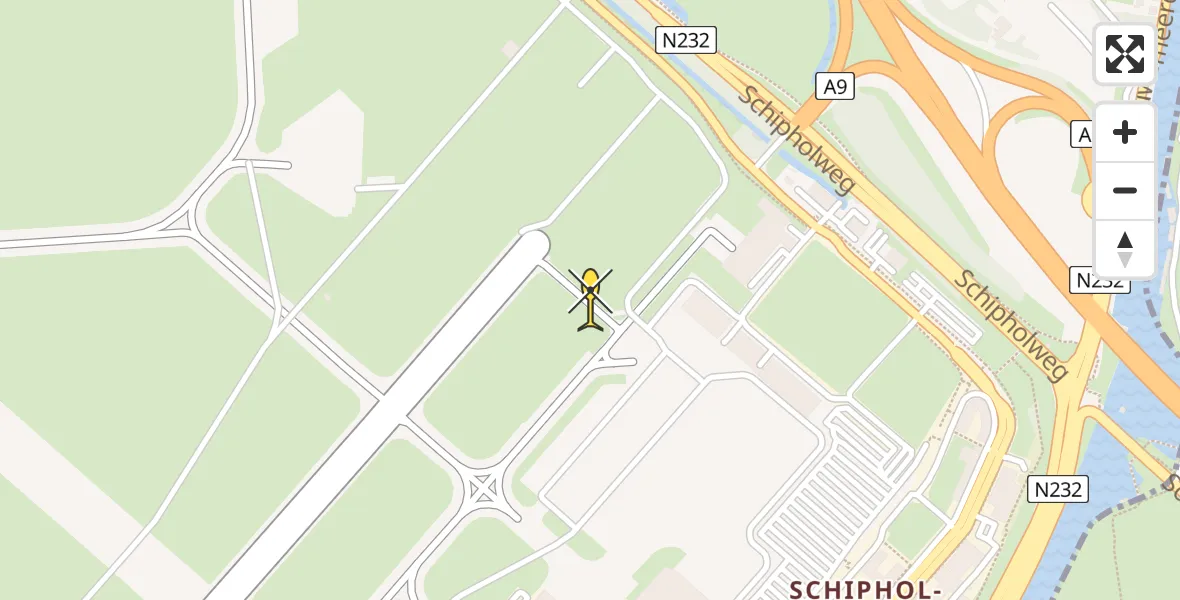 Vluchtroute Politiehelikopter van Schiphol naar Schiphol