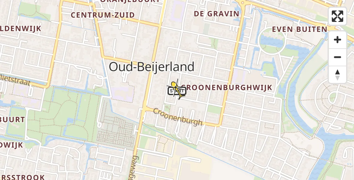Routekaart van de vlucht: Lifeliner 2 naar Oud-Beijerland, Margrietstraat