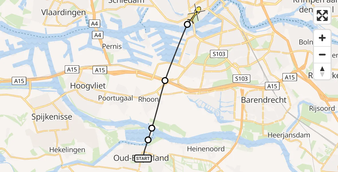 Routekaart van de vlucht: Lifeliner 2 naar Erasmus MC, Beerenhoofd