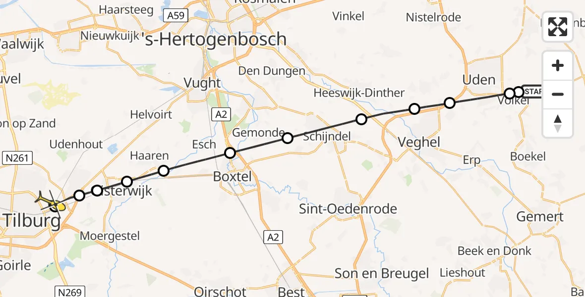 Routekaart van de vlucht: Lifeliner 3 naar Tilburg, Venstraat