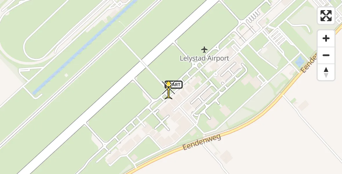 Routekaart van de vlucht: Ambulanceheli naar Lelystad Airport, Emoeweg