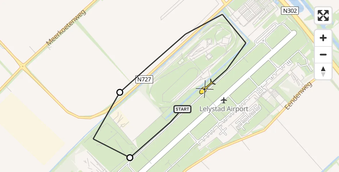 Routekaart van de vlucht: Ambulanceheli naar Lelystad Airport, Talingweg