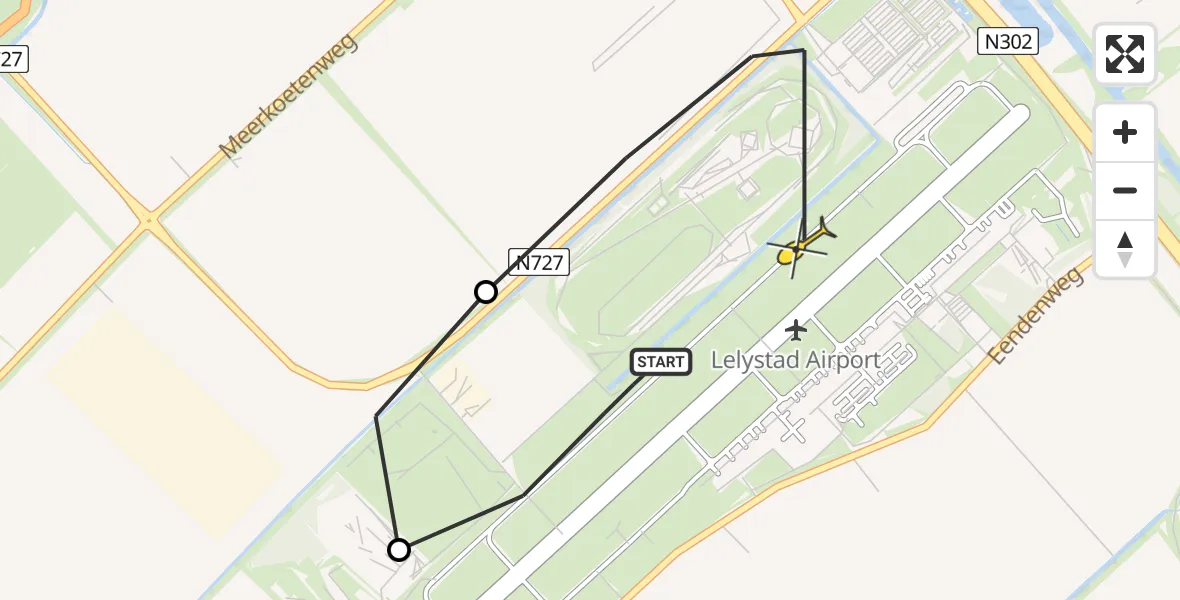 Routekaart van de vlucht: Ambulanceheli naar Lelystad Airport, Talingweg