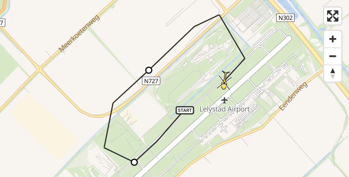 Routekaart van de vlucht: Ambulanceheli naar Lelystad Airport, Talingweg
