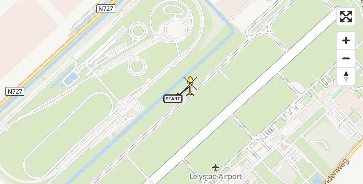 Routekaart van de vlucht: Traumahelikopter naar Lelystad Airport, RDW-testbaan
