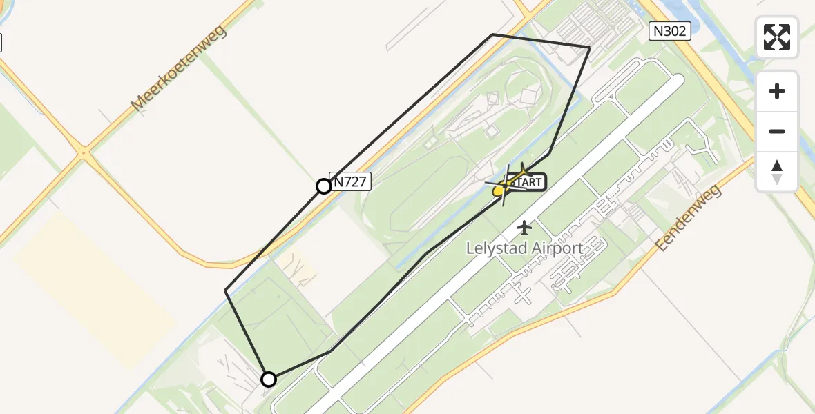 Routekaart van de vlucht: Ambulancehelikopter naar Lelystad Airport, Anthony Fokkerweg
