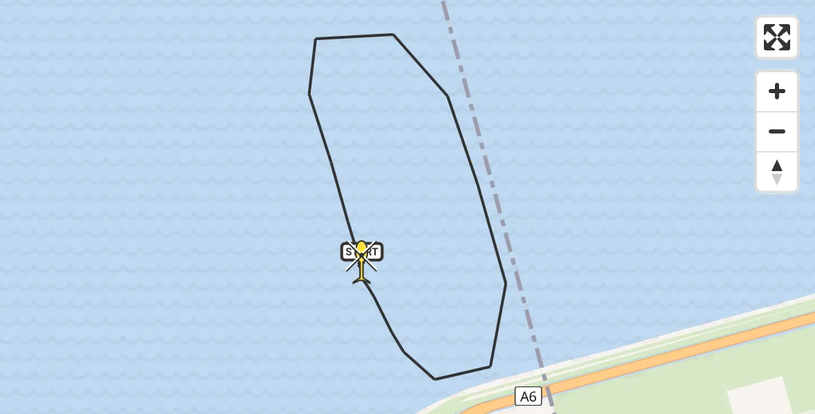 Routekaart van de vlucht: Kustwachthelikopter naar Lelystad