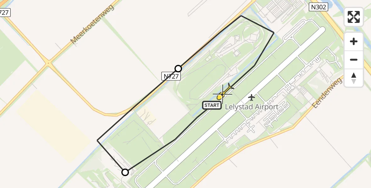 Routekaart van de vlucht: Traumahelikopter naar Lelystad Airport, Talingweg