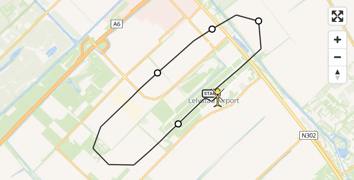 Routekaart van de vlucht: Traumahelikopter naar Lelystad Airport, Larserweg