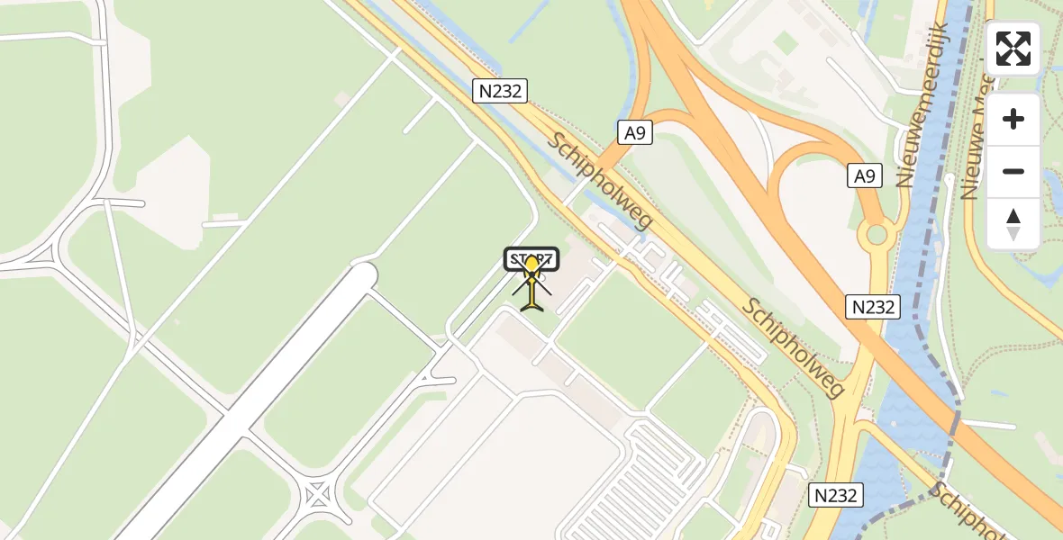 Vluchtroute Politiehelikopter van Schiphol naar Schiphol