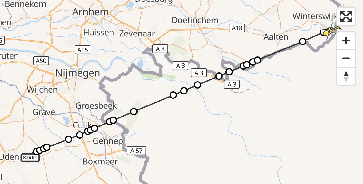 Routekaart van de vlucht: Lifeliner 3 naar Winterswijk Kotten, Zeelandsedijk