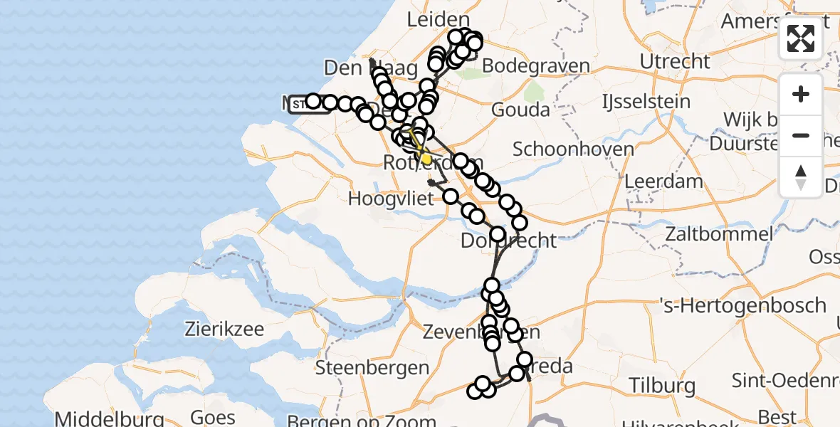 Routekaart van de vlucht: Politieheli naar Rotterdam The Hague Airport, Westerduinlaan