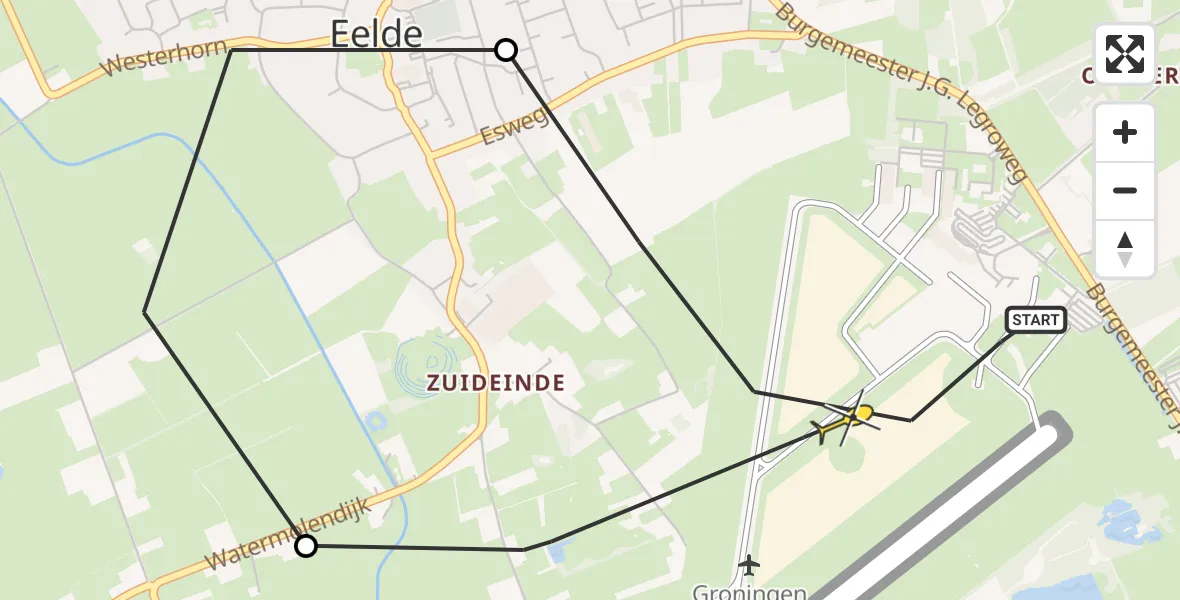 Routekaart van de vlucht: Lifeliner 4 naar Groningen Airport Eelde, Eskampenweg