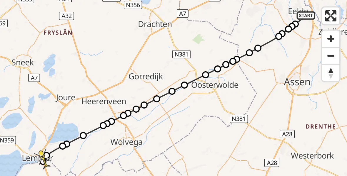 Routekaart van de vlucht: Lifeliner 4 naar Rutten, Homsteeg