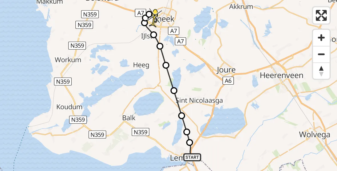 Routekaart van de vlucht: Lifeliner 4 naar Sneek, Taanderij