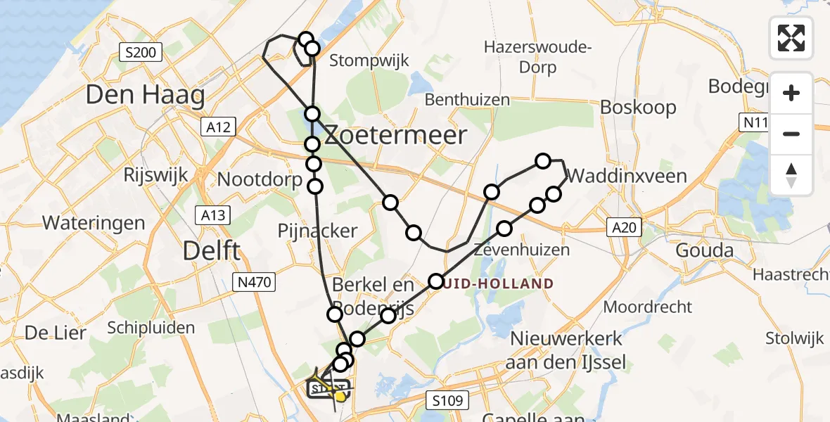 Routekaart van de vlucht: Lifeliner 2 naar Rotterdam The Hague Airport, Groote Duikertocht