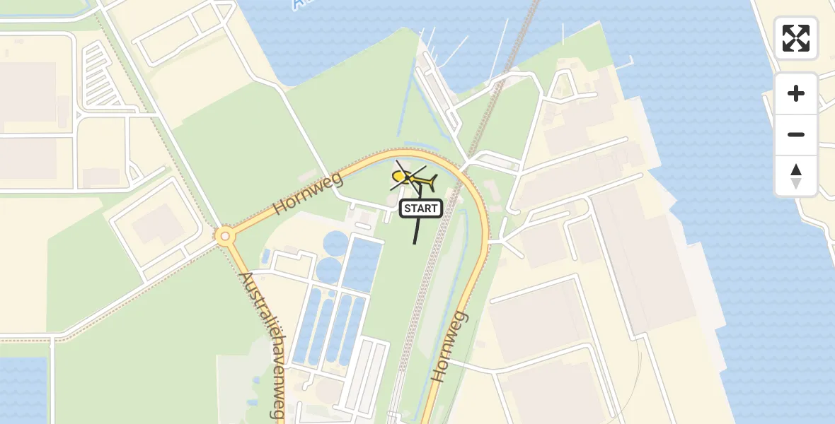 Routekaart van de vlucht: Lifeliner 1 naar Amsterdam Heliport, Hornweg