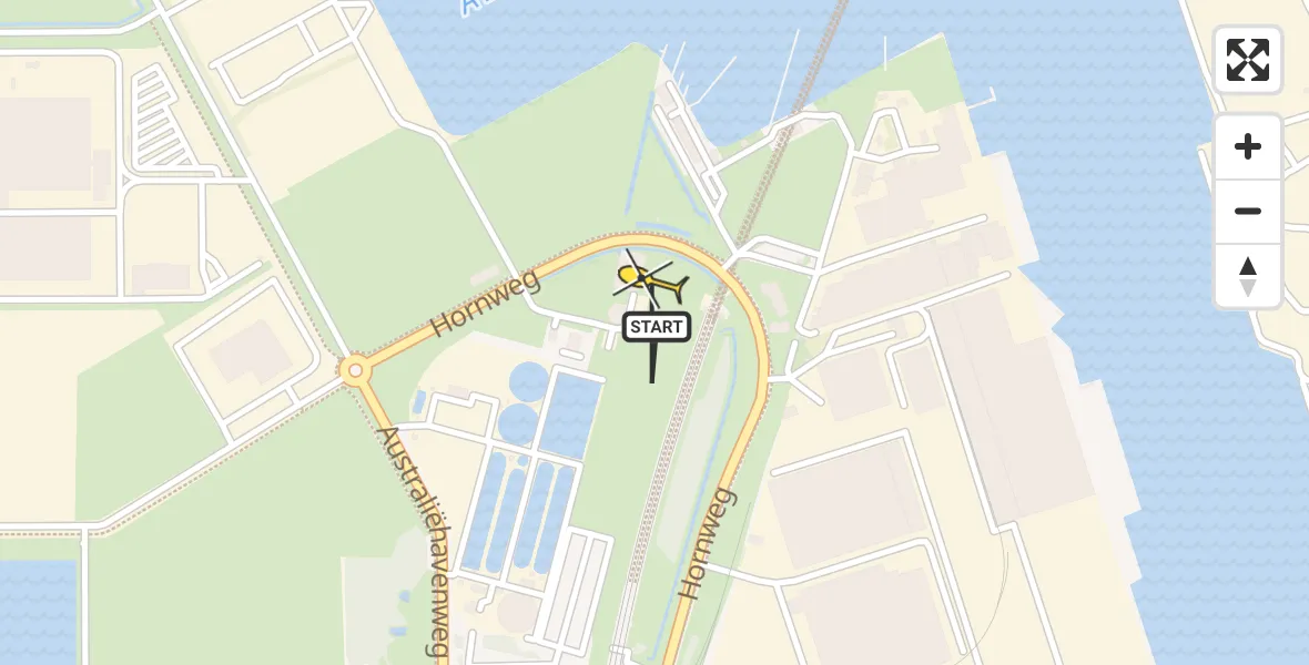 Routekaart van de vlucht: Lifeliner 1 naar Amsterdam Heliport, Hornweg