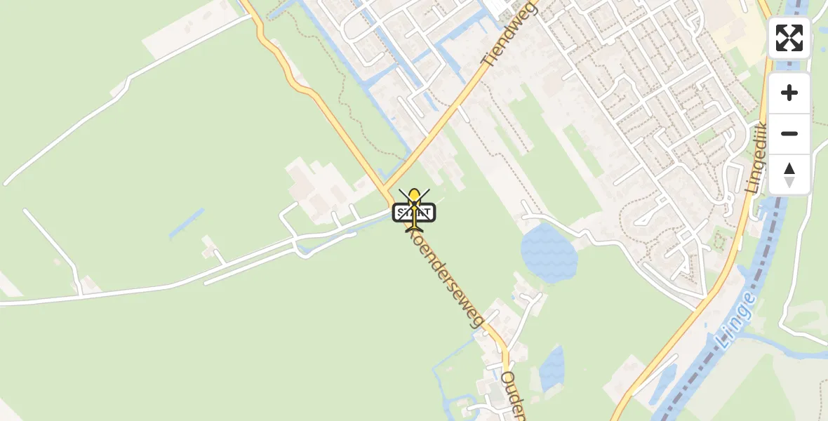 Routekaart van de vlucht: Lifeliner 2 naar Leerdam, Oosterwijk