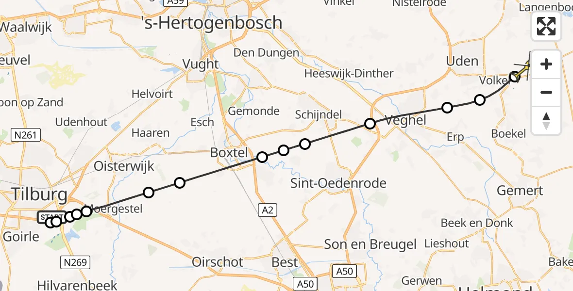 Routekaart van de vlucht: Lifeliner 3 naar Vliegbasis Volkel, Ambrosiusweg