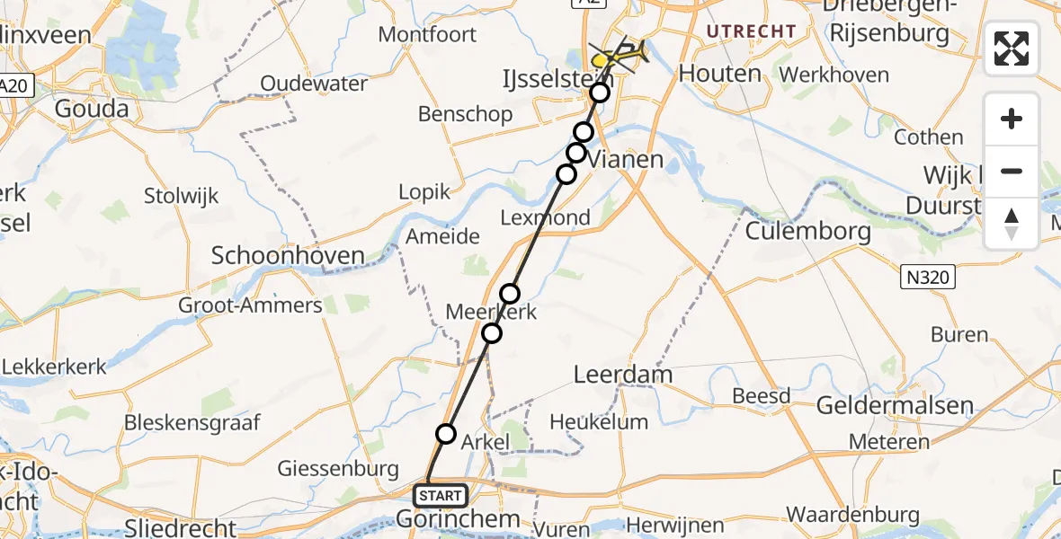 Routekaart van de vlucht: Lifeliner 2 naar Nieuwegein, Professor Doctor Hesselaan