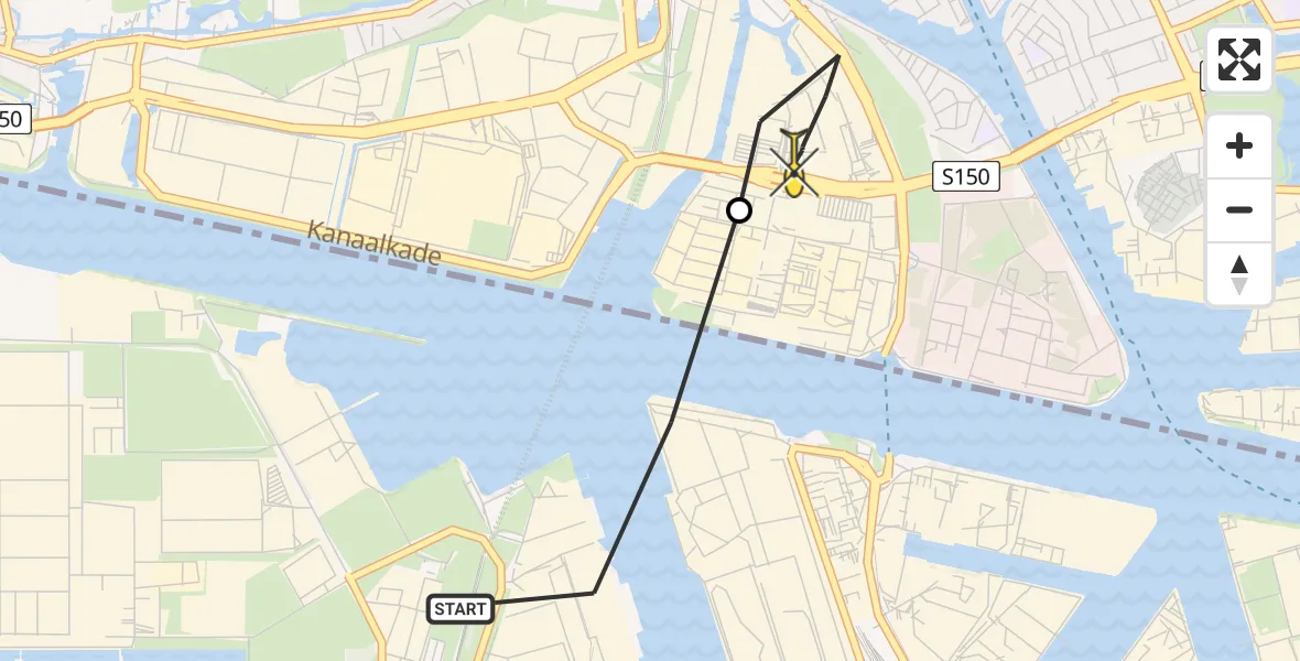 Routekaart van de vlucht: Lifeliner 1 naar Zaandam, Stormhoek
