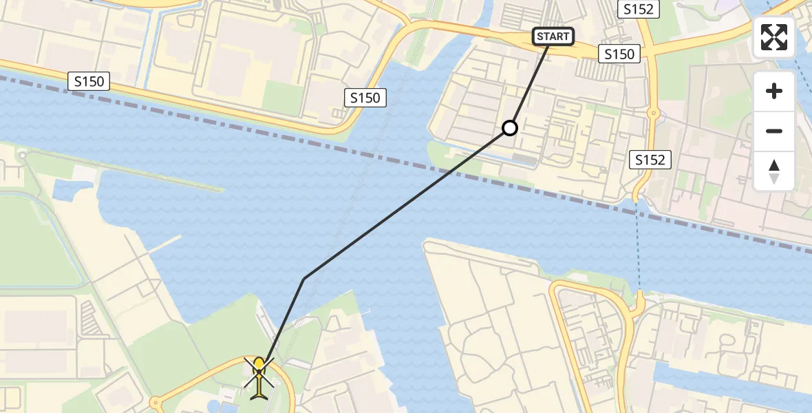 Routekaart van de vlucht: Lifeliner 1 naar Amsterdam Heliport, Hemtunnel