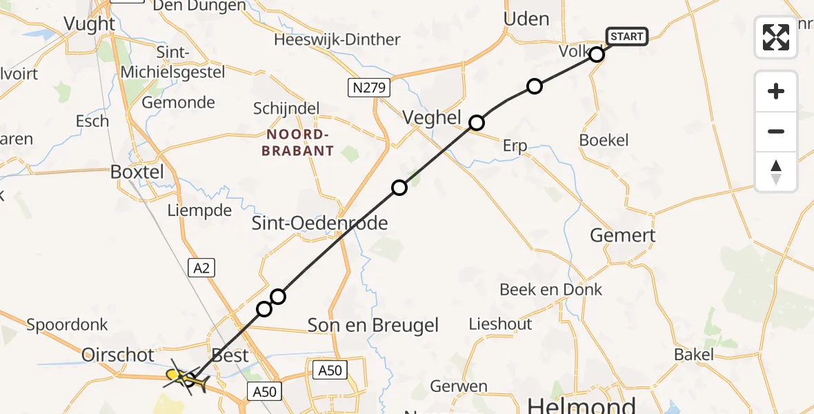 Routekaart van de vlucht: Lifeliner 3 naar Oirschot, Rouwstraat