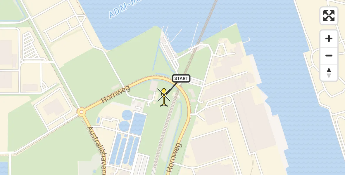 Routekaart van de vlucht: Lifeliner 1 naar Amsterdam Heliport, Hornweg