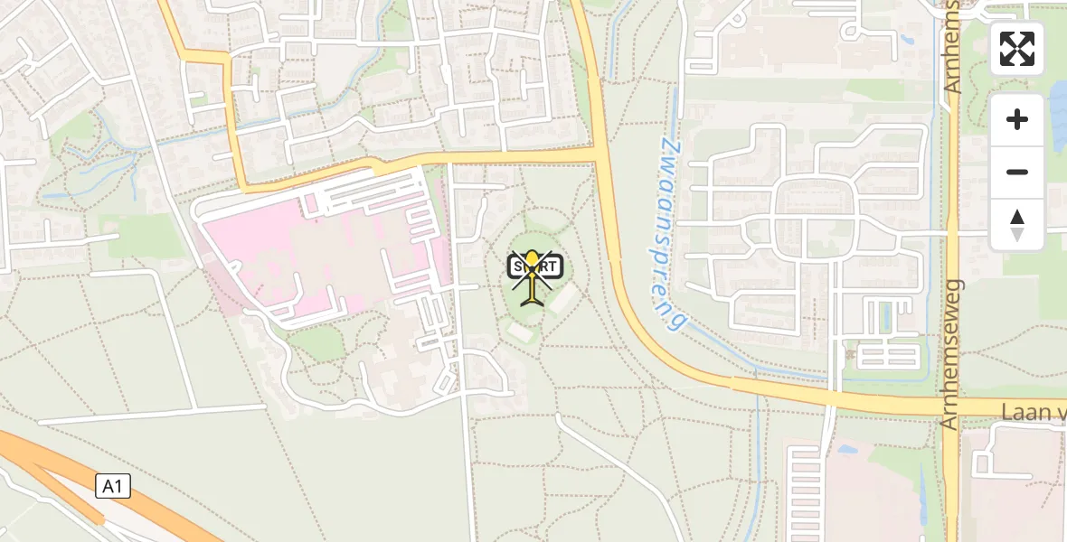 Routekaart van de vlucht: Lifeliner 3 naar Apeldoorn, Laan van Westenenk