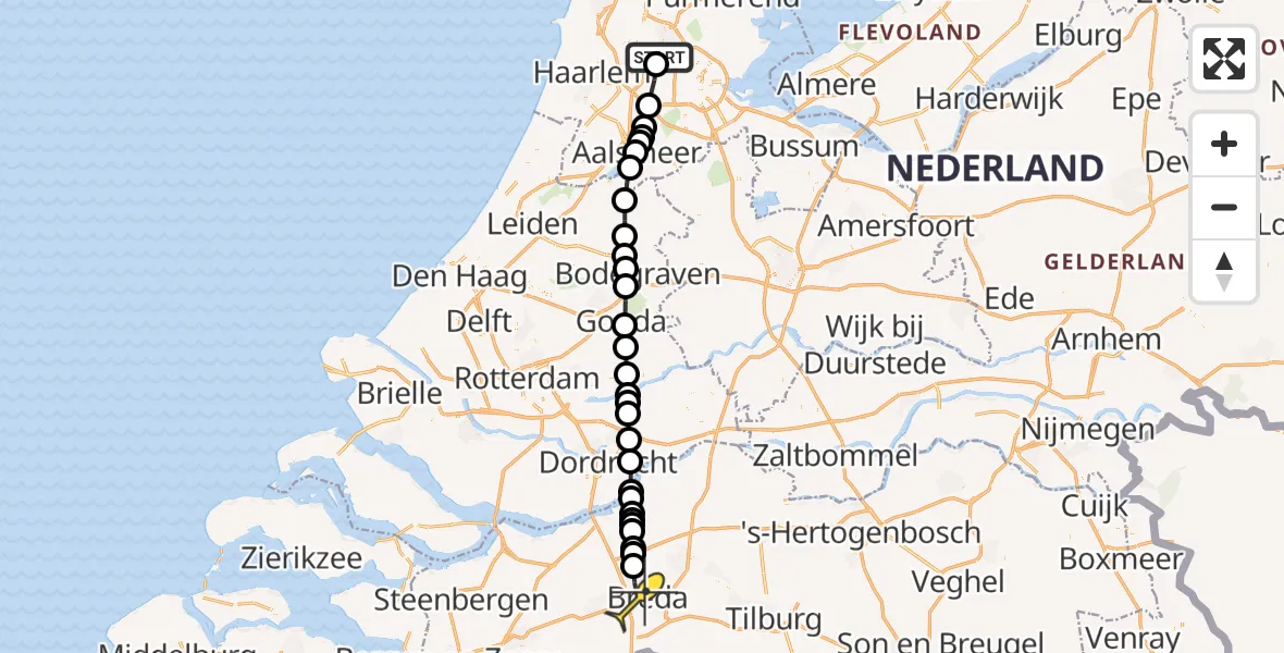 Routekaart van de vlucht: Lifeliner 1 naar Breda, Cort van der Lindenkade