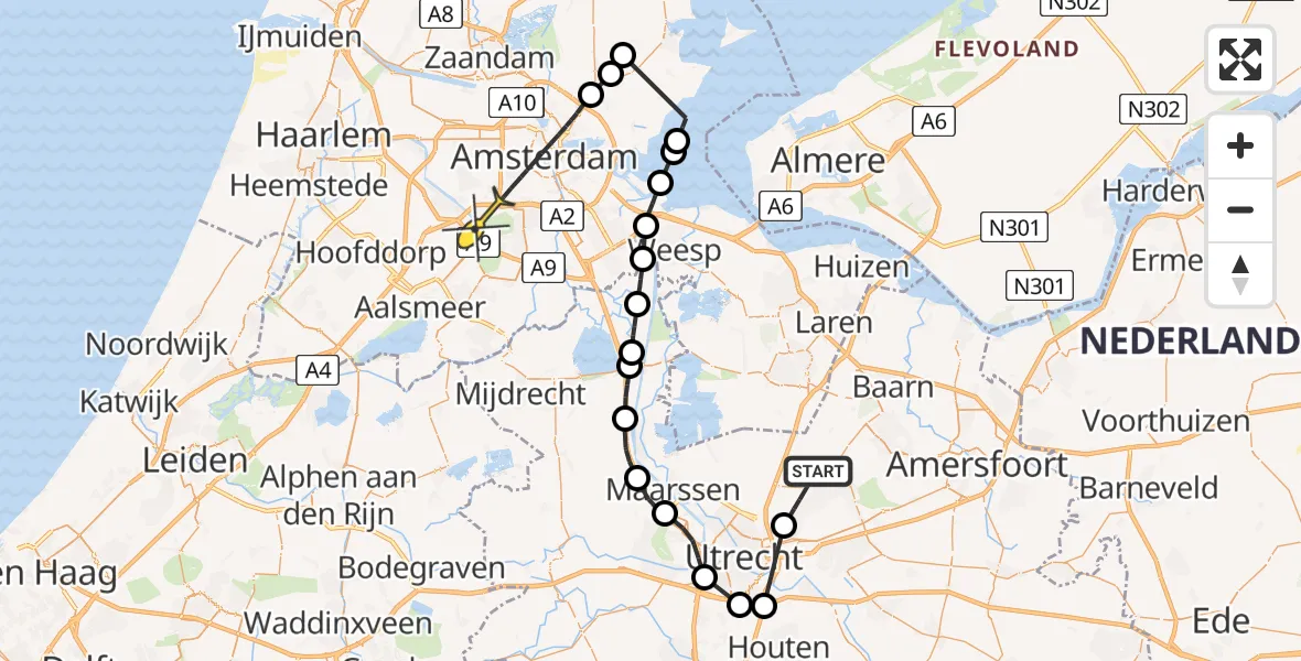 Routekaart van de vlucht: Politiehelikopter naar Amsterdam, Bosbes
