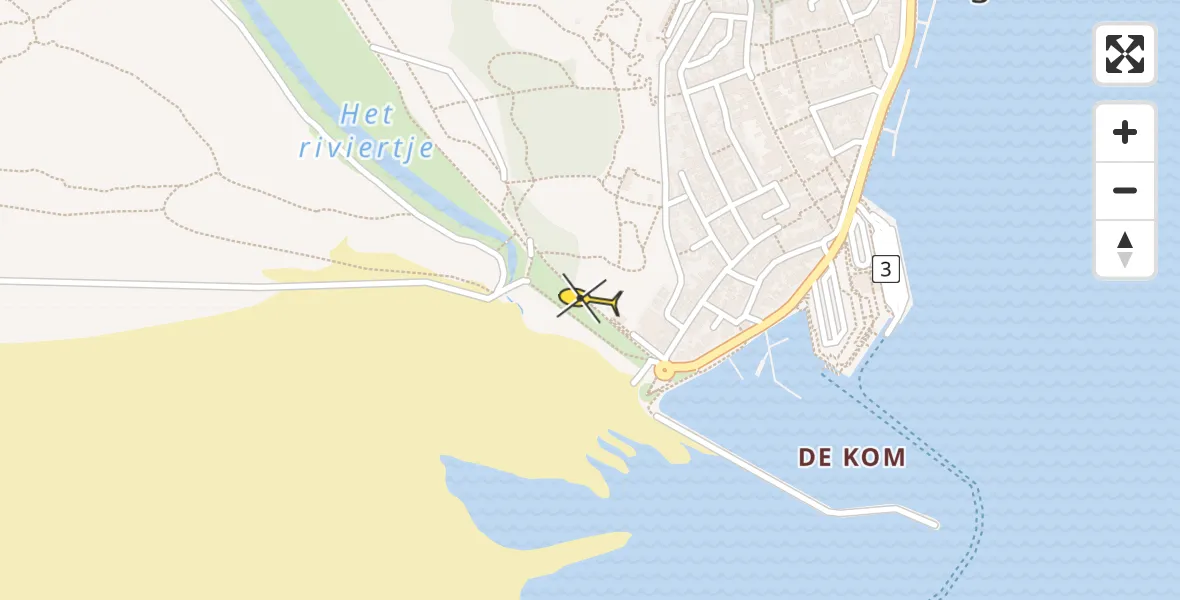 Routekaart van de vlucht: Ambulancehelikopter naar West-Terschelling