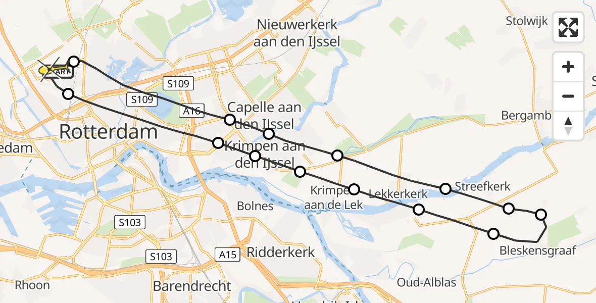 Routekaart van de vlucht: Lifeliner 2 naar Rotterdam The Hague Airport, Terletpad