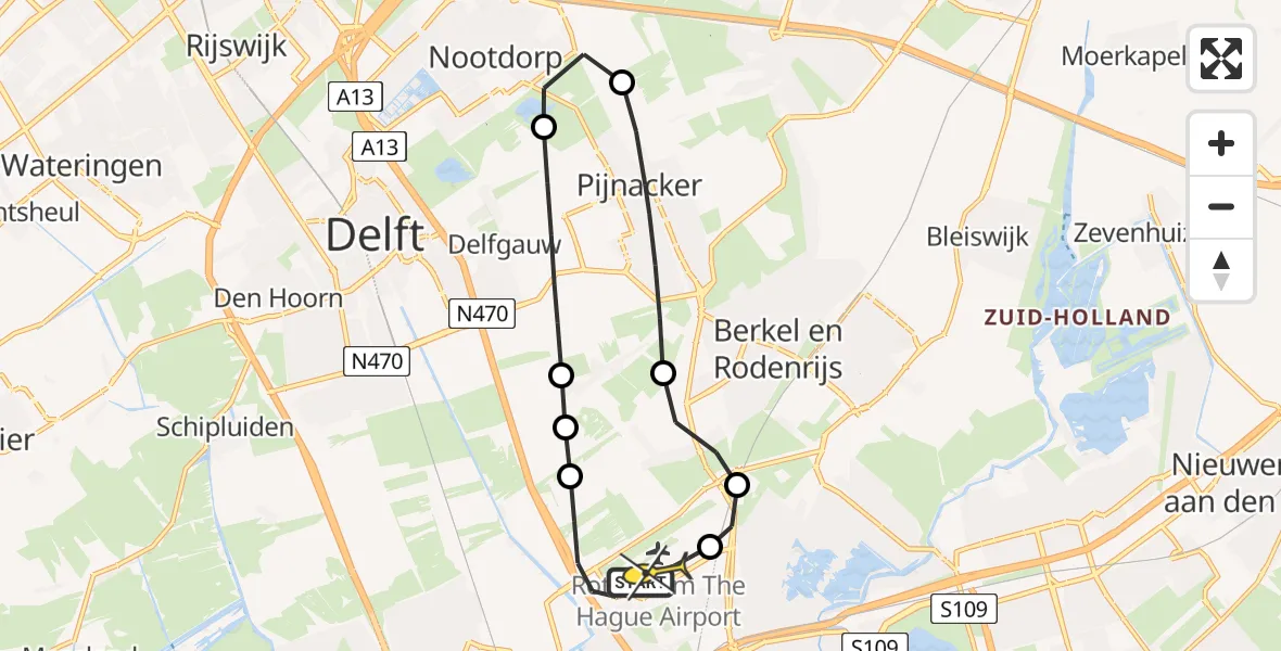 Routekaart van de vlucht: Lifeliner 2 naar Rotterdam The Hague Airport, Hofweg