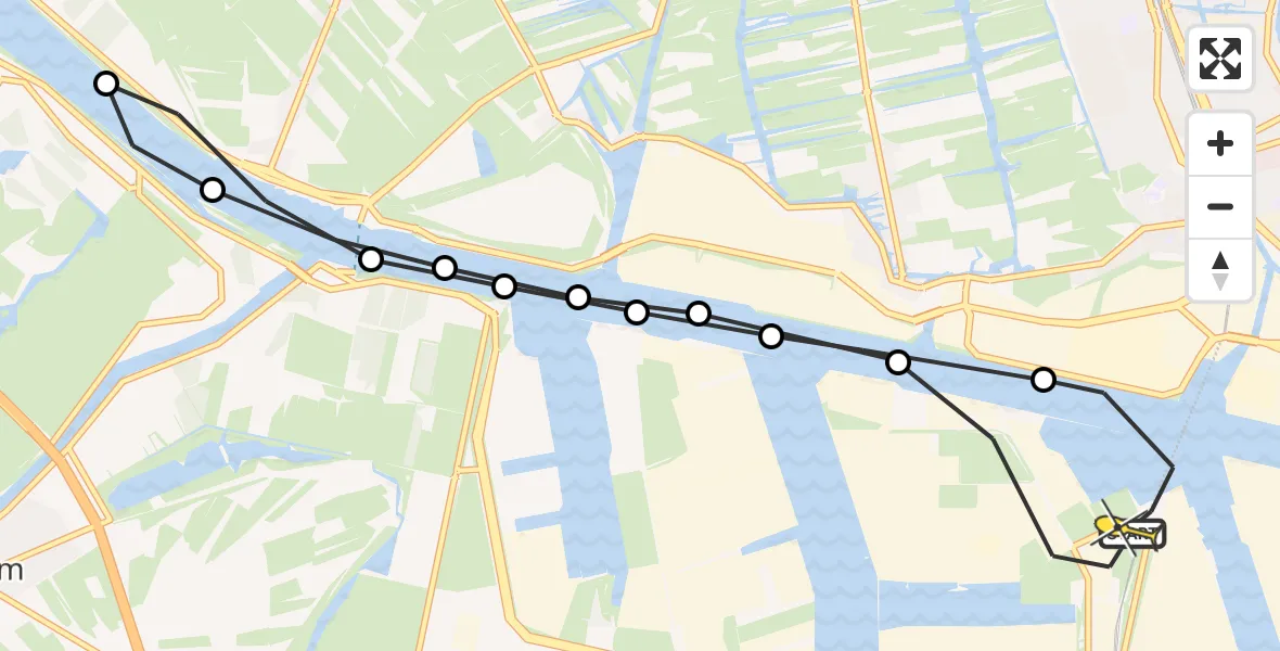 Routekaart van de vlucht: Lifeliner 1 naar Amsterdam Heliport, Siciliëweg