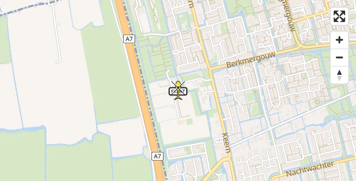 Routekaart van de vlucht: Lifeliner 1 naar Zwaag, Roskam