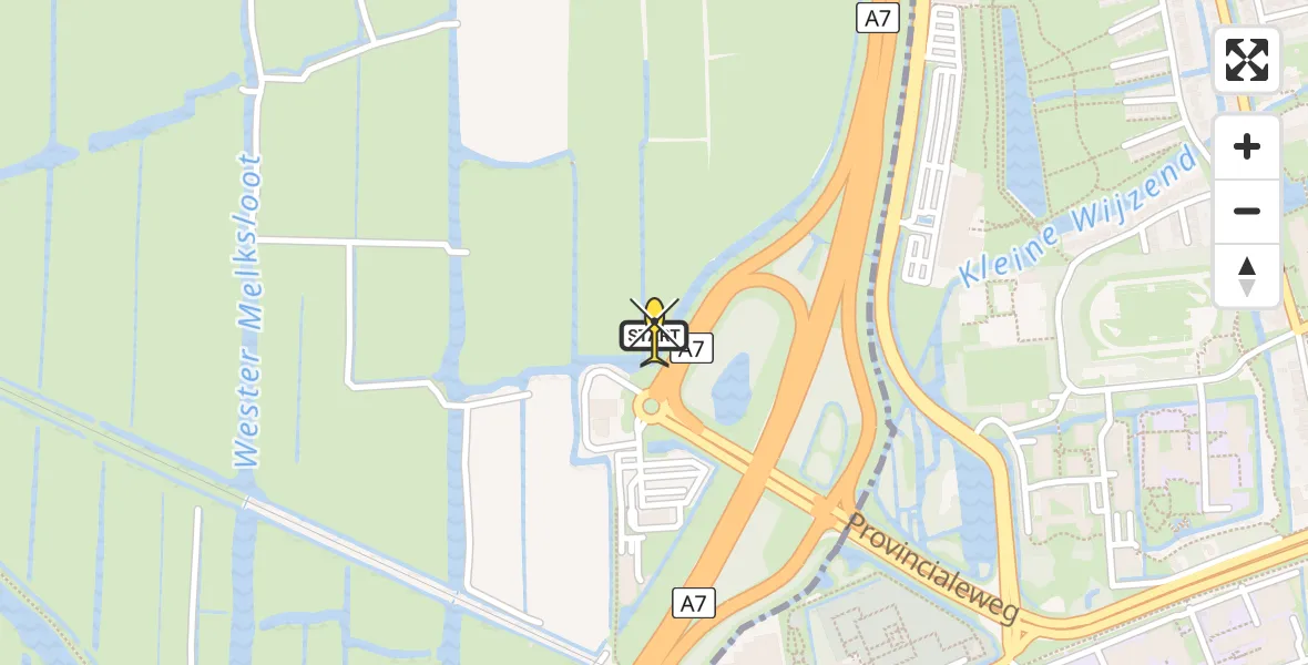 Routekaart van de vlucht: Lifeliner 1 naar Berkhout, Kleine Wijzend