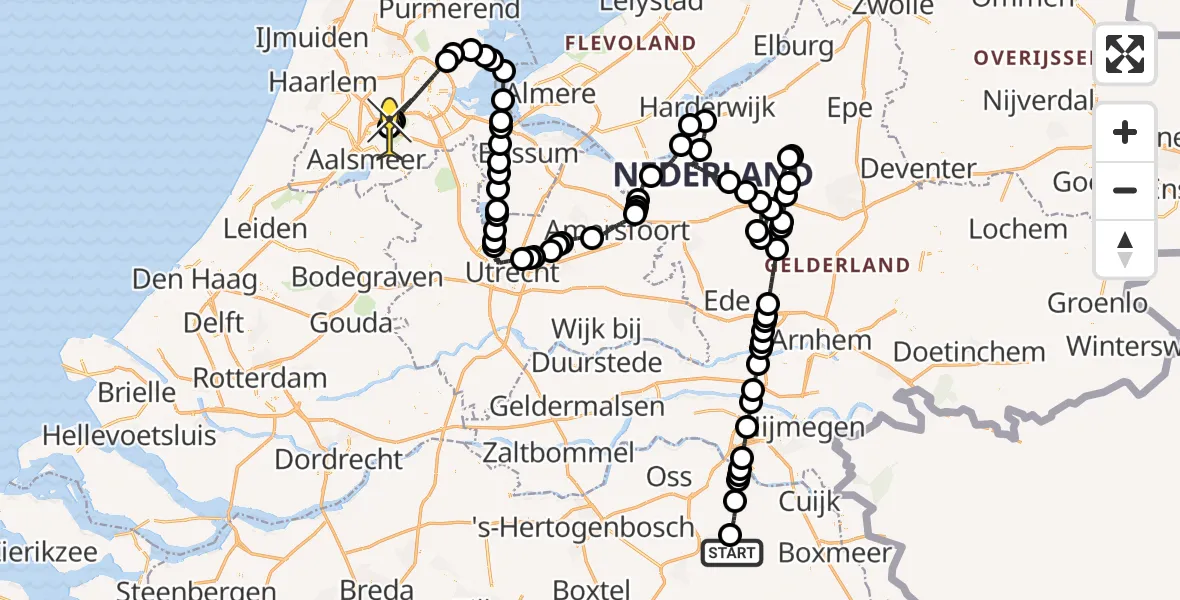 Routekaart van de vlucht: Politieheli naar Schiphol, Walaardt Sacréstraat