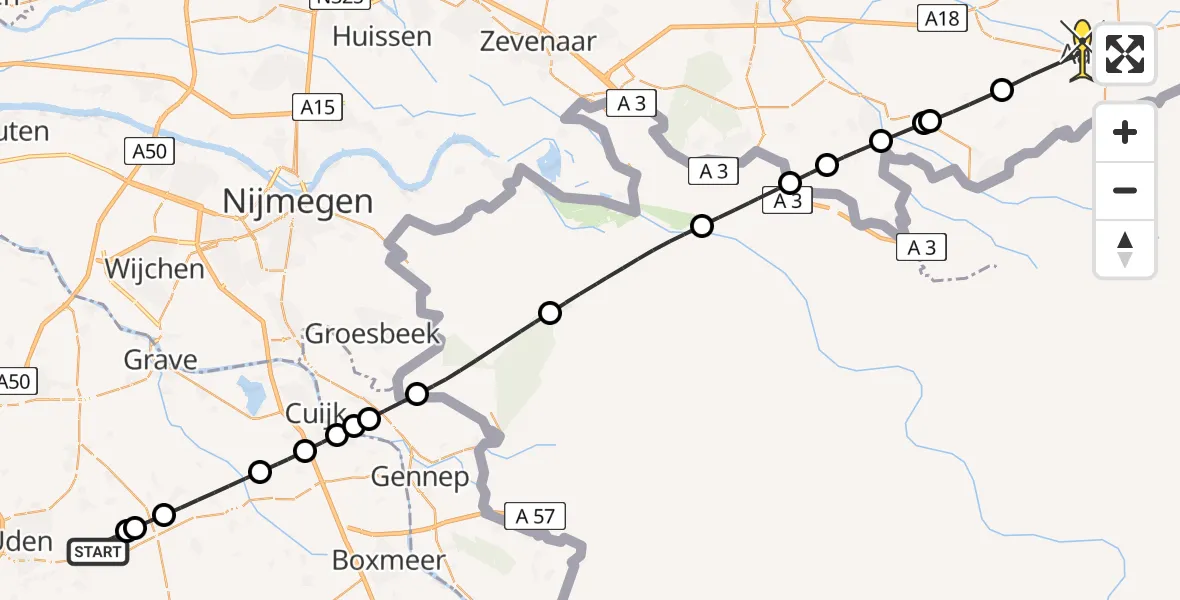Routekaart van de vlucht: Lifeliner 3 naar Aalten, Zeelandsedijk