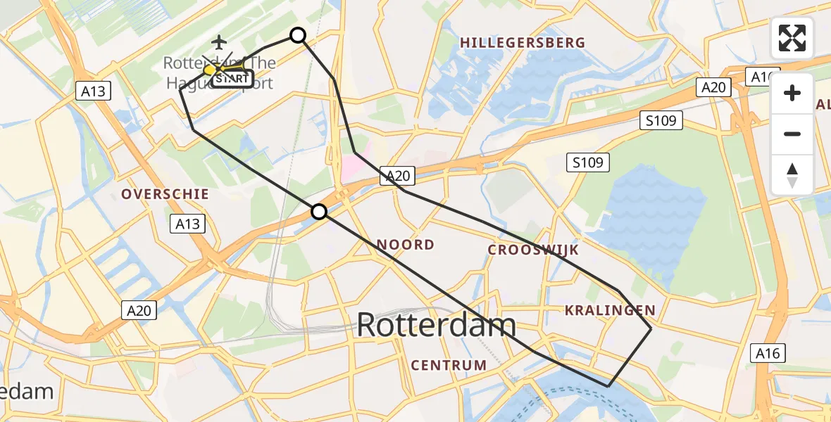 Routekaart van de vlucht: Lifeliner 2 naar Rotterdam The Hague Airport, Ypenburgstraat